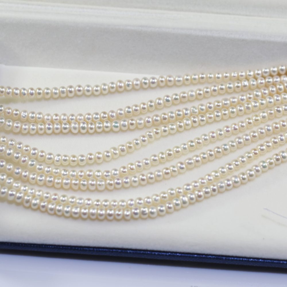 3a Grade Small Size White Button pearl strand 5